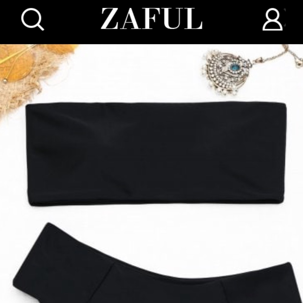 Black Large bandeau bikini top